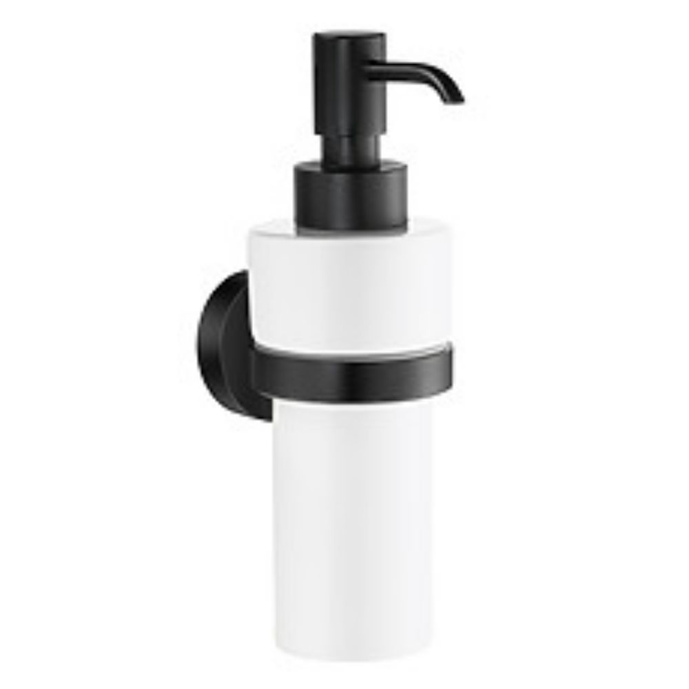 Smedbo HB369P Home Holder With Porcelain Soap Dispenser Black
